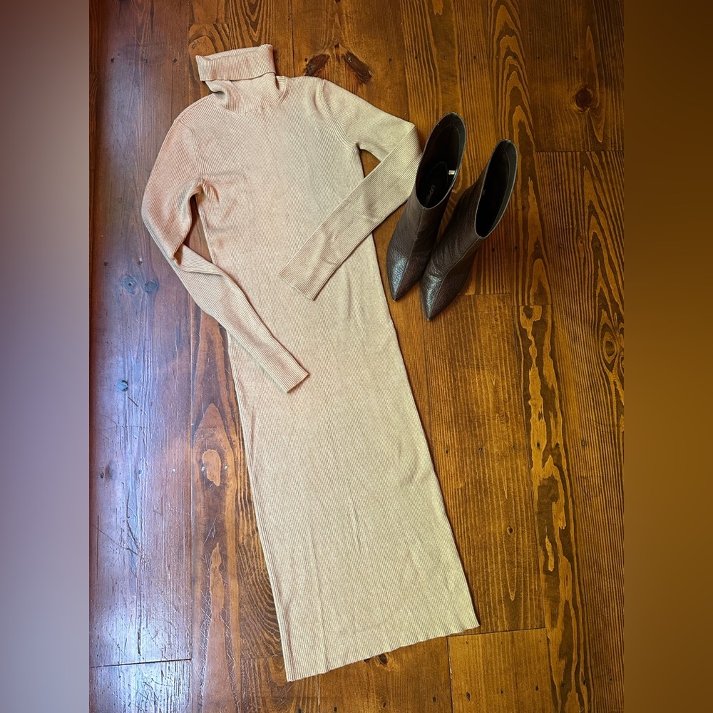 Express Women’s Tan Turtleneck Maxi Dress